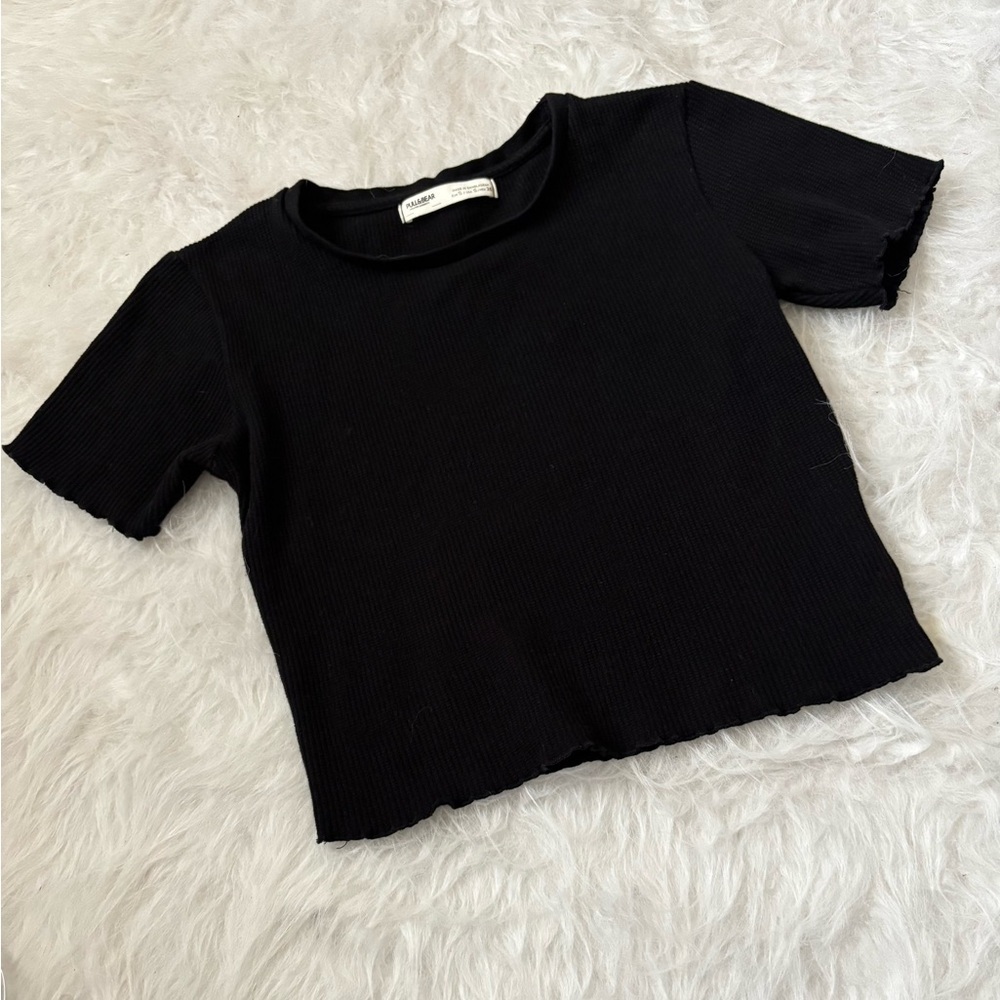 Pull&Bear Black Ribbed Top